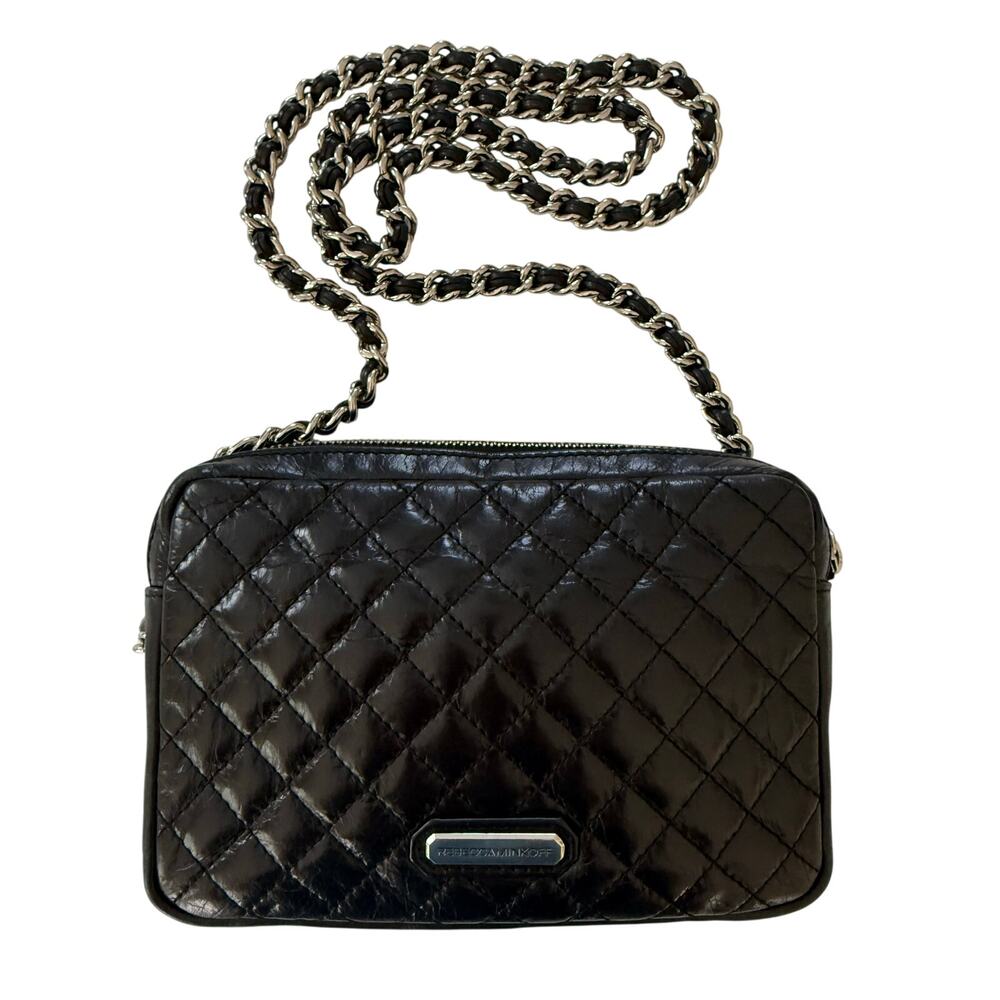Rebecca Minkoff Flirty Crossbody Black Quilted Leather Removable Chain‎ Bag